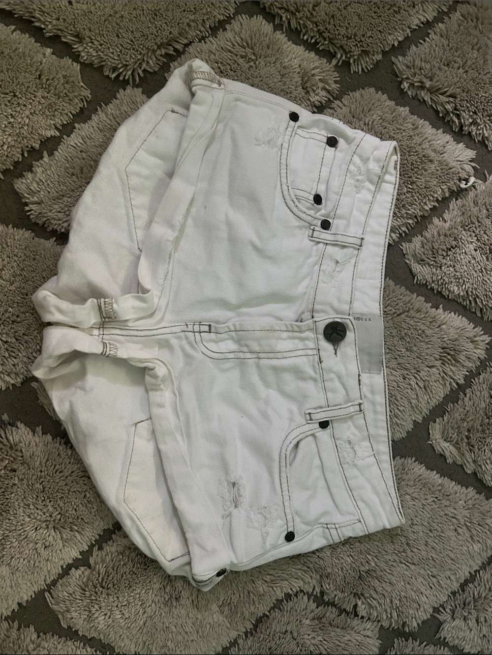 One Teaspoon White Distressed Denim Jean Shorts